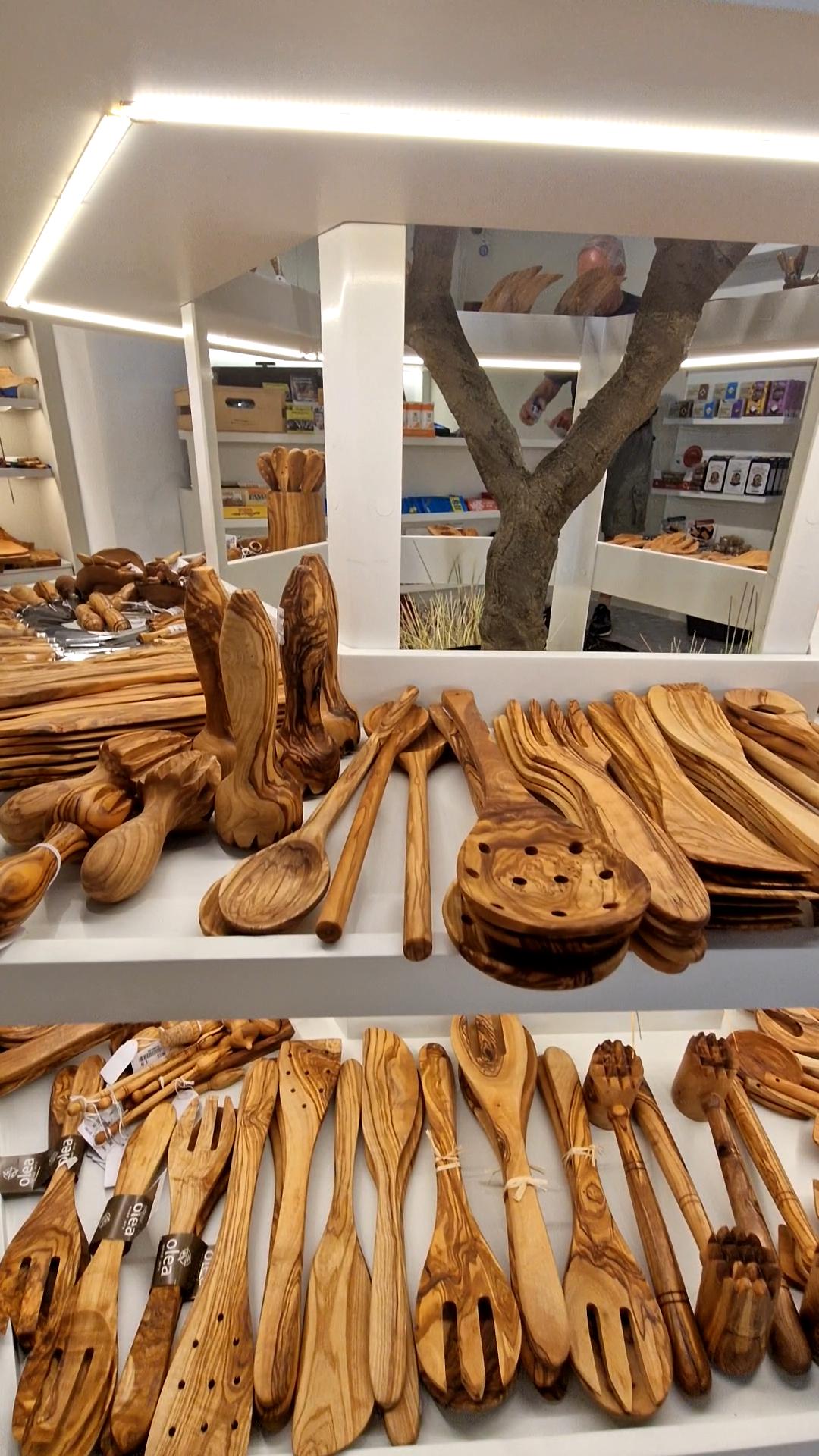 Handcrafted household tools from olive wood