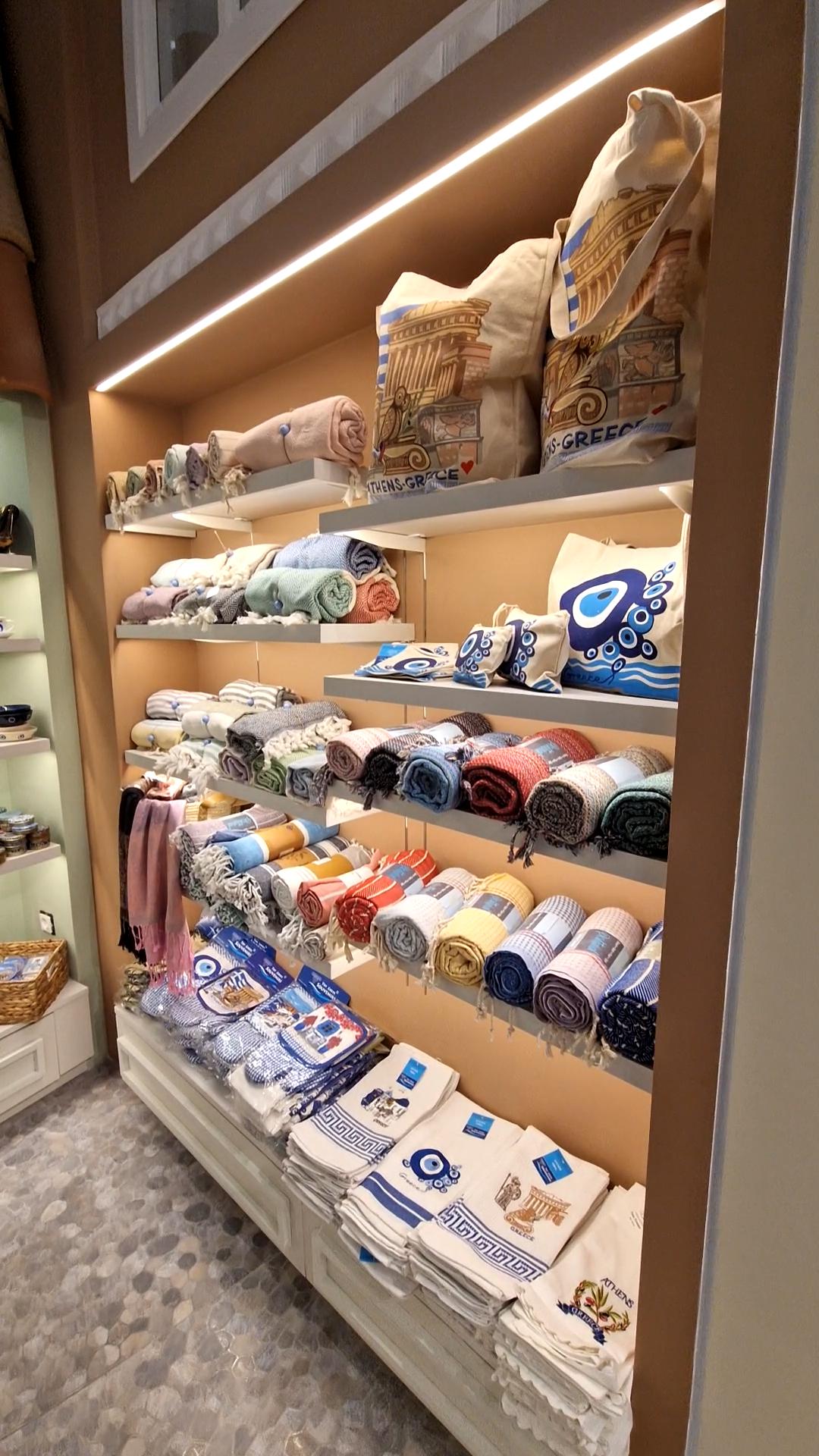 Handmade woven items with Greek symbols